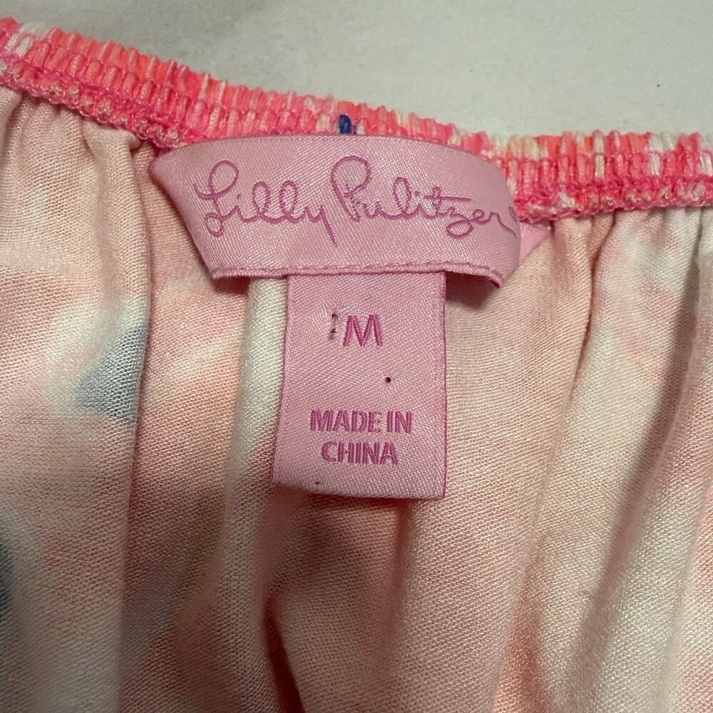 Lilly Pulitzer LANA Romper Size M TIKI PINK BEACH BLISS On/off Shoulder Shorts - Picture 6 of 9